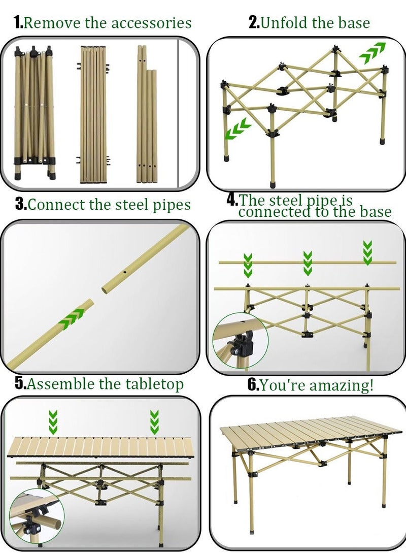 السيميا طاولة كبيرة قابلة للطي، طاولة تخييم محمولة، طاولة نزهة، طاولة ظهر مع جيب تخزين مقاوم للماء، للشواء في الهواء الطلق، الطهي، النزهات، الشاطئ، التخييم والشاطئ - Image 4
